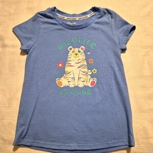 Life is Good girls 12 but more 6 light blue short sleeve rainbow bear shirt VGUC